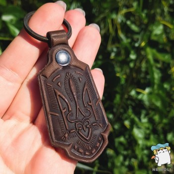 Брелок шкіряний Герб України. Коричневий. Ручна робота